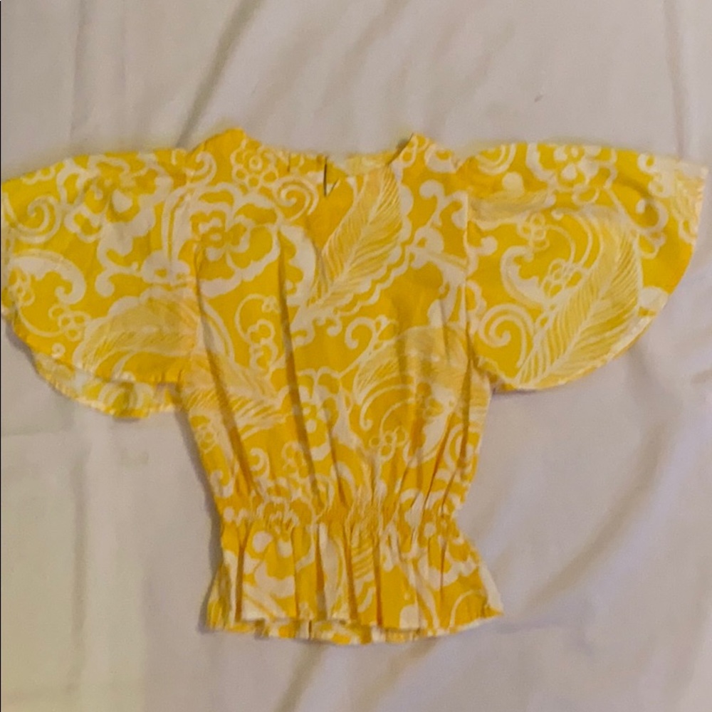 Girls Yellow Blouse with Flowy Sleeves